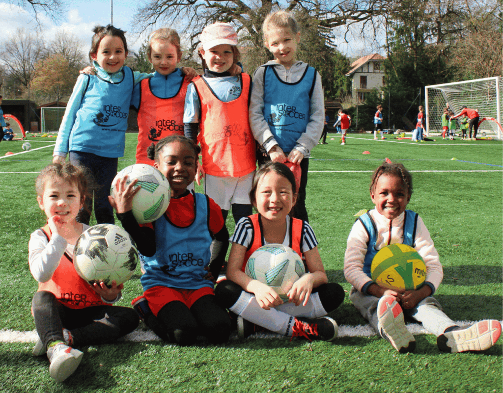 Girls taking part in an InterSoccer football programme