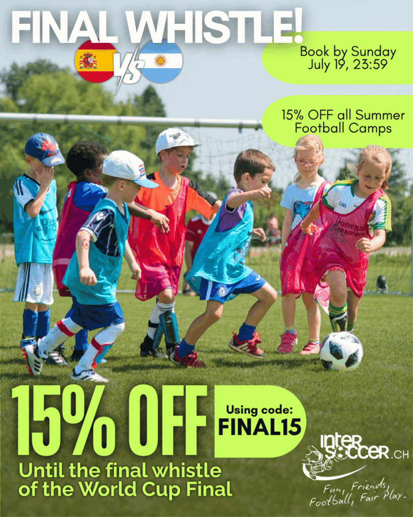 World Cup Final offer with 15% off all InterSoccer Summer Football Camps using code FINAL15.