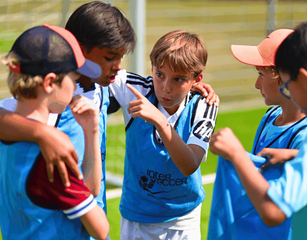 Children building friendships at InterSoccer Autumn Holiday Camps