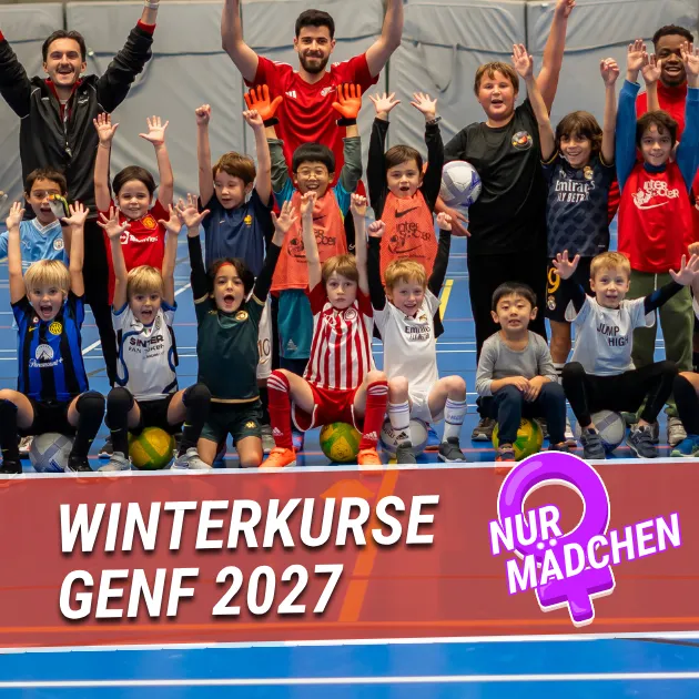 Winter-Hallenfussballkurse nur für Mädchen in Genf 2026