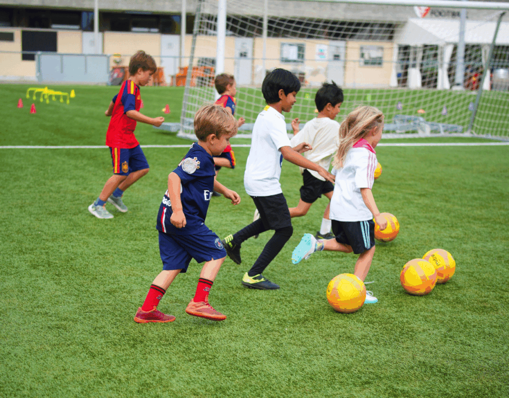 Children practising ball control at InterSoccer Autumn Camp